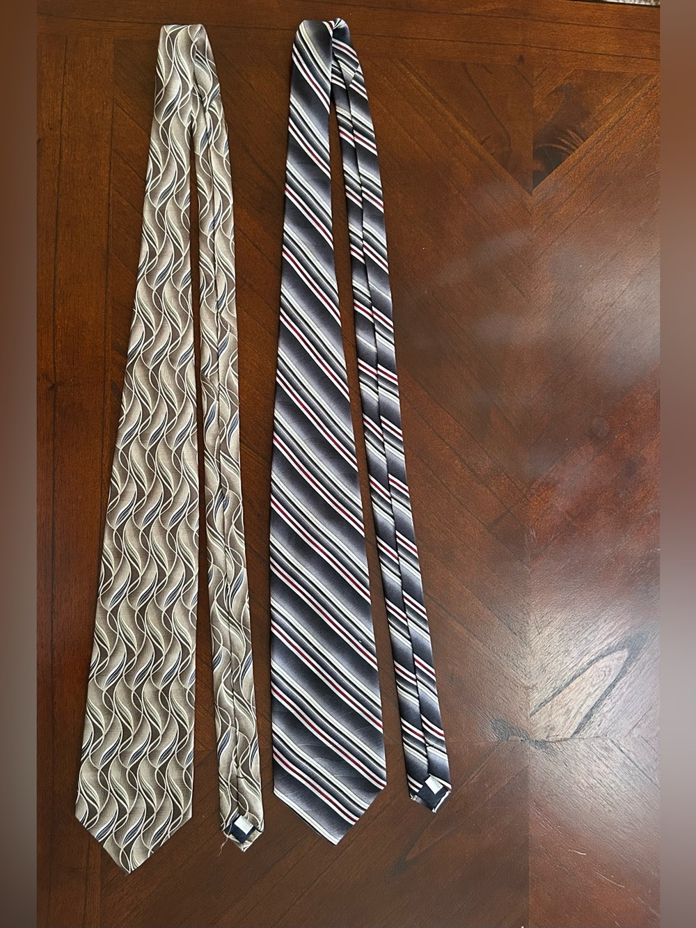 Pierre Cardin Beige Wave Necktie & Navy Stripe Necktie Set